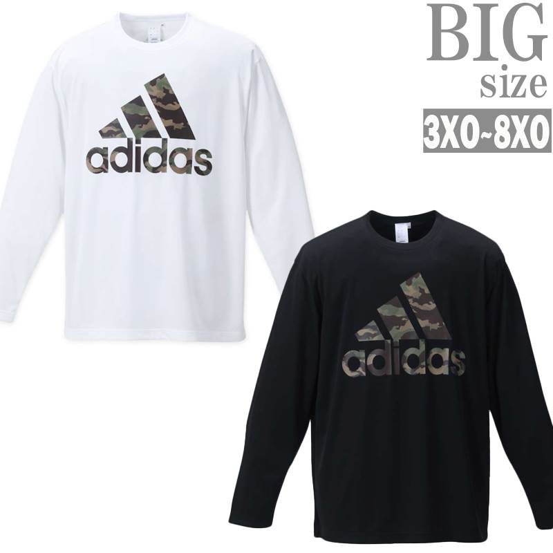 長袖Tシャツ 大きいサイズ メンズ adidas アディダス スポーツウェア ロゴプリント カモフラ C050802-04