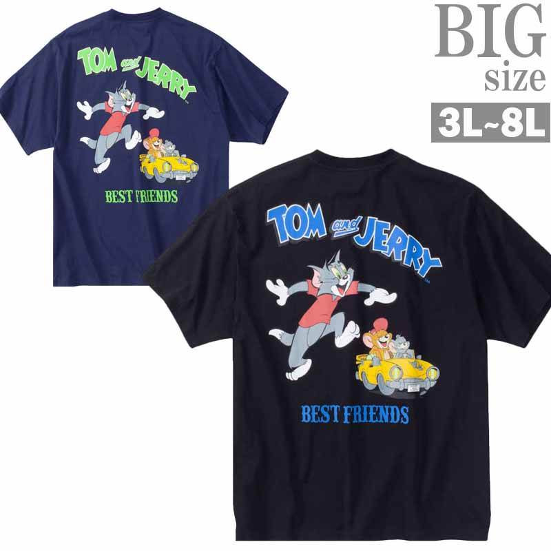 バックのトムとジェリーのプリントデザインが可愛らしい天竺クルーネック半袖Tシャツ。胸ポケット有り。しっかりとした綿混素材でロングシーズン着用できるカジュアルアイテム。