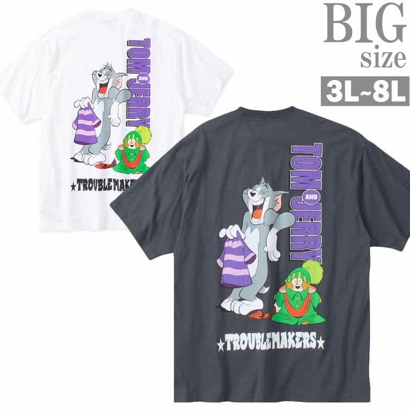 バックのトムとジェリーのプリントデザインが可愛らしい天竺クルーネック半袖Tシャツ。胸ポケット有り。しっかりとした綿混素材でロングシーズン着用できるカジュアルアイテム。