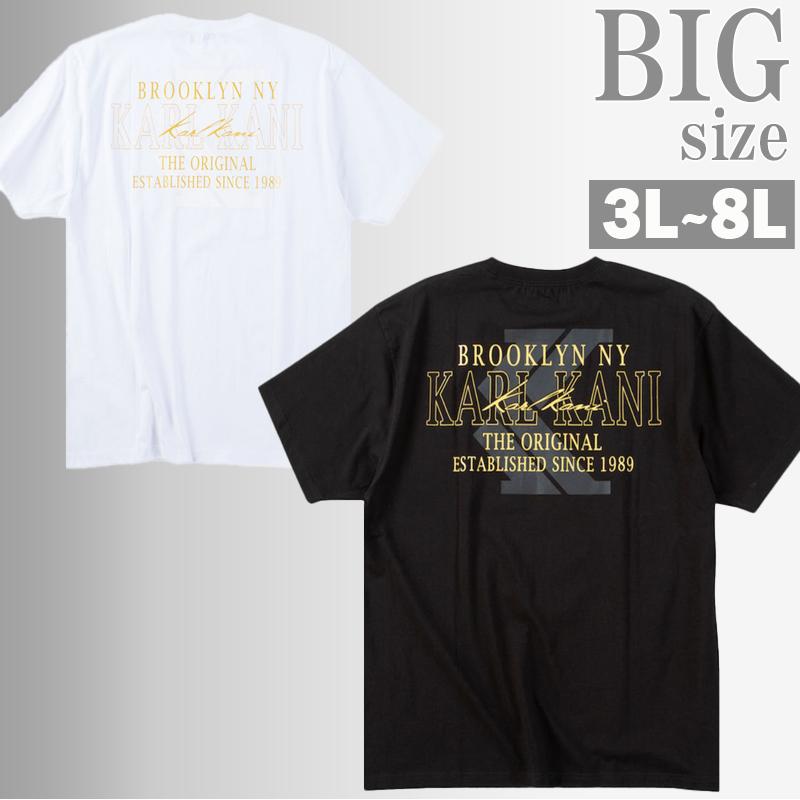 胸とバックのロゴプリントがお洒落なKARL KANIの天竺半袖クルーネックTシャツ。しっかりとした綿混素材で着回し抜群のカジュアルアイテム。